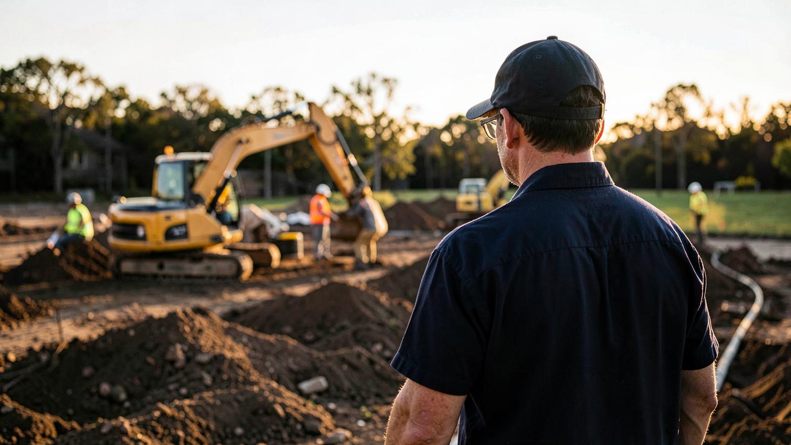 Tradesperson overseeing an active jobsite